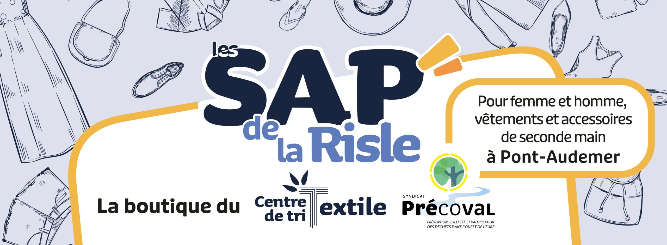 Les Sap' de la Risle, boutique du centre de tri textile du PRÉCOVAL